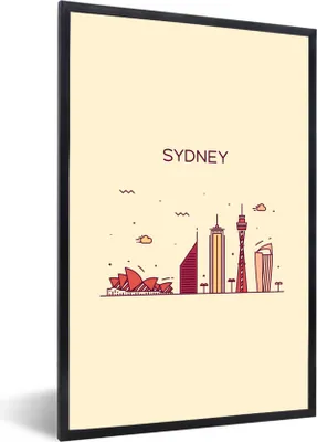 Produktbild von MuchoWow® Gerahmtes Poster Sydney - Skyline - Australien 60x90 cm - Poster mit Schwarzem Bilderrahmen Wandposter Rahmen Foto Bilder - Kunst