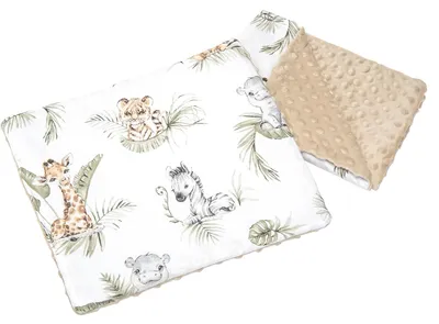 Obrázek produktu pro Dětská deka s polštářem - 55 x 75 cm a 35 x 30 cm - Bavlna a minky - Pro kočárek, autosedačku a postýlku