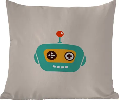 Produktbild von MuchoWow® Outdoor Kissen - Roboter - Gesicht - Antenne - Technik - Junge - Kind - 40x40 cm - Wetterfest - Lounge Kissen - Kopfkissen - Interieur - Polster mit Bild
