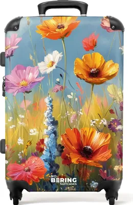 Produktbild von NoBoringSuitcases.com® Großer Koffer - Gemalte Blumen - Kombinationsschloss TSA - Hartschalen Trolley 4 Rollen - 72 liter - Reisekoffer - 66 cmKoffer Mittelgroß 67x43x25 cm, 72L,