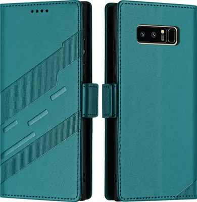 Produktbild von Hülle für Samsung Galaxy Note 8, Kunstleder Brieftaschen Handyhülle mit Kartenfach und Standfunktion Grün