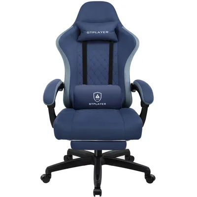 Produktbild von LUCKRACER Gaming Stuhl mit fußstütze Bürostuhl Ergonomisch mit verstellbare Lendenkissen, Kopfkissen Gaming Chair, Höhenverstellbarer Blau