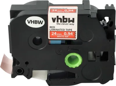 Produktbild von vhbw Schriftband-Kassette kompatibel mit Brother PT 9600, 9400, 7500 VP, 7600 VP, 9200 DX, 9200 PC, 9500 PC Etiketten-Drucker 8m x 24mm Weiß auf Rot