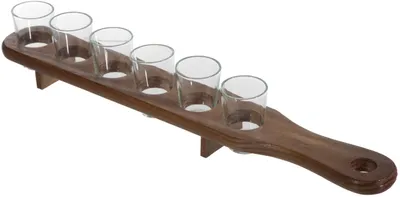 Produktbild von Schnapsbrett ca. 44 cm 6 Gläser Holz Schnapslatte Schnapsleiste Halter