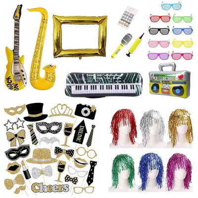Image de Kit de décoration pour fêtes comprenant 75 pièces, avec accessoires pour photos et autres fournitures