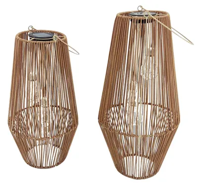 Produktbild von LED Solar Laternen H: 45 & 55cm, konisch - 2 Stück - in Rattan Optik, braun, kon