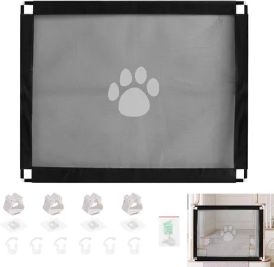 Zdjęcie produktu dla Bramka ochronna 100 x 80 cm, czarna, kratka dla zwierząt, dla psów