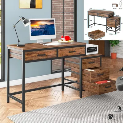Produktbild von L-förmiger Schreibtisch - Eckschreibtisch - Arbeitsplatzschreibtisch - Computertisch - Schreibtisch mit Stauraum - Robuster Metallrahmen