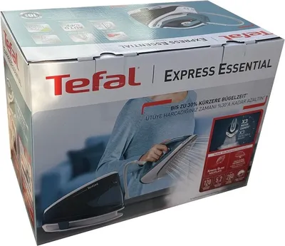 Produktbild von Tefal SV6115 Express Essential Dampfbügelstation|5,2 bar|Dampfstoß: 280 g/Min.,Dauerdampfmenge: 120 g/Min.|Calc Clear-Technologie|Xpress Glide Bügelsohle|2200W| 1.4L|36.2x17.9x25.6 cm,Blau/Weiß