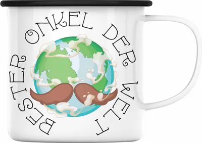 Produktbild von Trendation - Bester Onkel Der Welt Emaille Tasse Geschenk Geburtstag Weihnachten Lustig Geschenkideen von Nichte Lieblingsonkel (Schwarz)