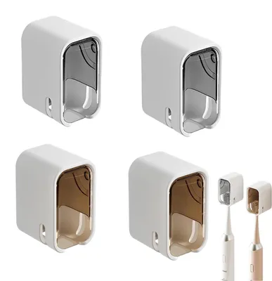 Image de Support pour brosses à dents adhésif, lot de 4, fixation murale sans perçage, idéal pour la salle de bain et la cuisine
