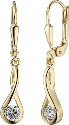 Produktbild von Ohrhänger Ohrringe Brisur weiße Zirkonia 333 Gold Gelbgold Ohrschmuck für Damen