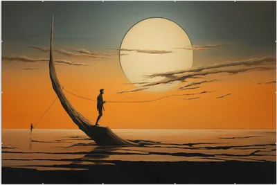 Produktbild von Wallario Wandbild Einsam im Sonneruntergang, Größe: 61 x 91,5 cm, Poster mit rahmenlosen Bildhalter