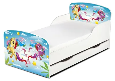 Produktbild von Bayagu Weißes Kinderbett 140x70cm mit Matratze Schublade und Lattenrost Pony