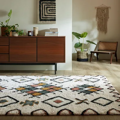 Produktbild von Hochflor Teppich Zottelig aus Wolle, Berber Stil, Shaggy Multicolor Rechteckig 200x290 | 100% Wolle, Rücken aus 100% Baumwolle | Florhöhe: 25 cm