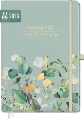 Produktbild von Wochen-Notiz-Timer Maxi 2026 / A4 / Minty Leaves / Häfft-Verlag