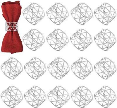 Zdjęcie produktu dla Ibenzoa® Srebrne obręcze na serwetki, zestaw 18 sztuk – metal, średnica 4,5 cm, elegancka dekoracja stołu na wesele, uroczyste kolacje i święta