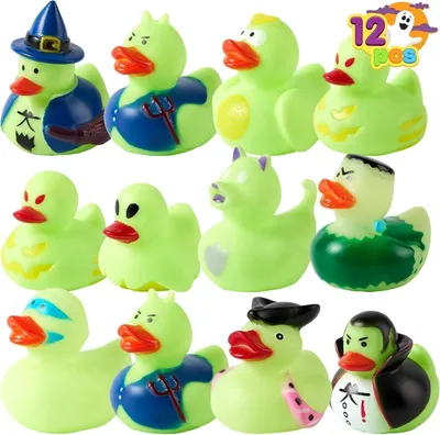 Obrázok produktu pre JOYIN balenie 12 gumových kačičiek svietiacich v tme na Halloween, kačičky do vane pre deti