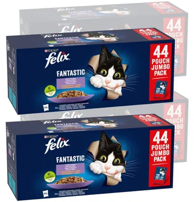 Zdjęcie produktu dla Felix Fantastic Mokra Karma Dla Kota Wybór Smaków W Galaretce 176x85g Wołowina Kurczak Łosoś Tuńczyk