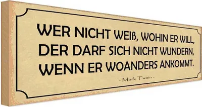 Produktbild von vianmo Holzschild 10x27 cm wer nicht weiß wohin er will Dekoration