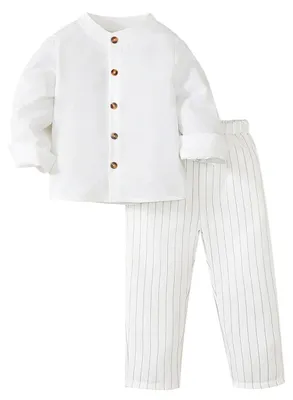 Imagen del producto de Solidchoice - Conjunto de camisa y pantalón para niños, corte ajustado, estilo casual
