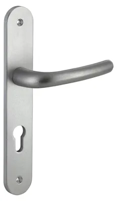 Image de Ensemble de poignées pour porte d'entrée Crecy trou de cylindre, carré 7mm, entr'axes 195mm, anodisé argent - THIRARD