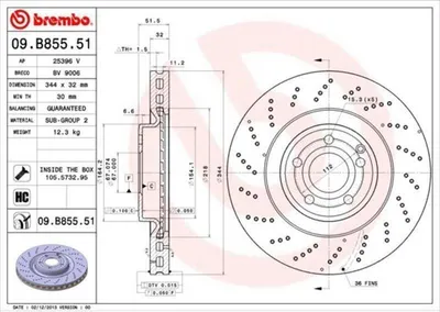 Produktbild von Bremsscheibe BREMBO 09.B855.51