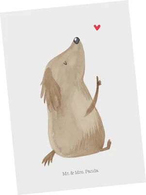 Produktbild von Mr. & Mrs. Panda Postkarte Hund Liebe - Weiß - Geschenk, Hunde, Ansichtskarte, Postkarten, Herz, Sprüche, Grußkarte, bildkarte, Ansichtskarten