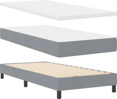 Zdjęcie produktu dla Łóżko Tapicerowane 90x200 Szare z Materacem z Zagłówkiem z Pojemnikiem