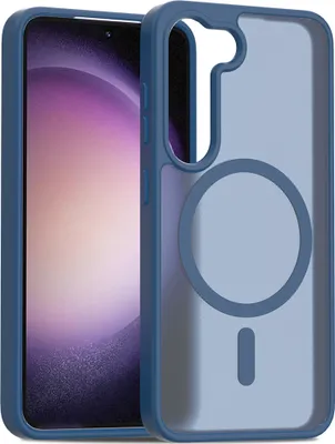 Obrázek produktu pro Magnetické pouzdro pro Samsung Galaxy S23, kompatibilní s MagSafe, matná průsvitná zadní strana, odolné proti nárazům Tmavě modrá