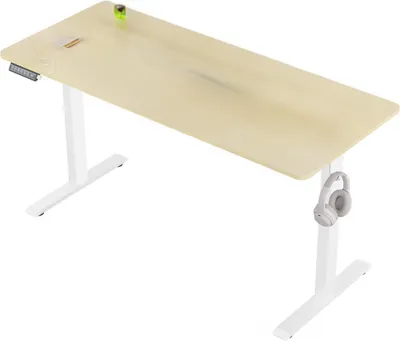 Produktbild von Happiq Elektrischr höhenverstellbarer Schreibtisch – Ergonomisches Homeoffice- und Bürotisch mit USB-Ladeanschluss und Speicherfunktion – 140x60 cm, Eiche