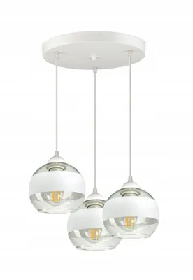 Obrázek produktu pro LUXOLAR - Led závěsné světlo - Stropní světlo 3 plameny bílé E27 60W - Závěsné svítidlo do obývacího pokoje, kuchyně - Bílé skleněné koule
