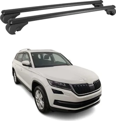 Image de Barres de toit Transversales pour Skoda Kodiaq 2017-2024 Aluminium Noir