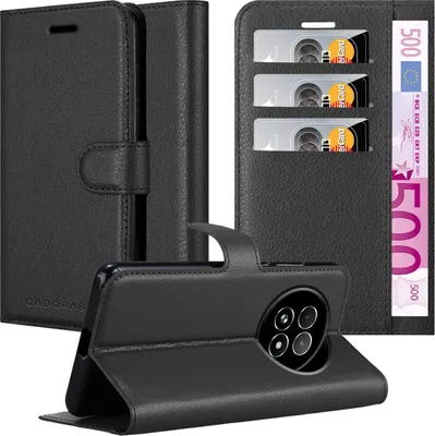 Immagine prodotto di Cadorabo cover per Realme 13 in PHANTOM BLACK Cover protettiva con chiusura magnetica, funzione stand e slot per carte di credito