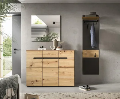 Produktbild von Garderoben-Set >Canu< in Basalt Grau / Artisan - 180x190x37cm (BxHxT)
