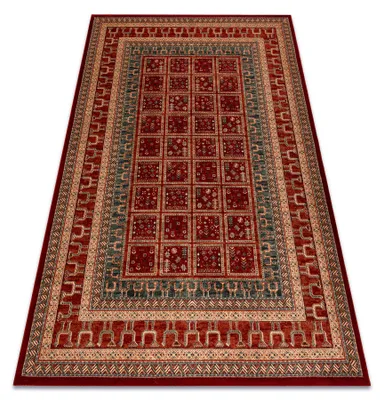 Image de Tapis en laine KASHQAI 4349 300 oriental, cadre terre cuite / vert rouge 67x275 cm