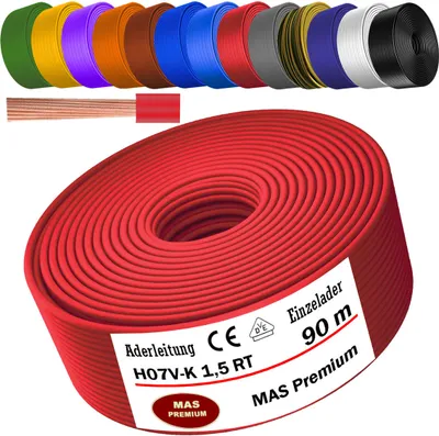 Produktbild von 90m Aderleitung H07 V-K RT 1x1,5 mm² Rot Einzelader flexibel