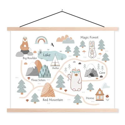 Produktbild von MuchoWow® Textilposter Kinder - Tiere - Berge - Natur 60x45 cm mit holzfarbenen Rahmen - Bild