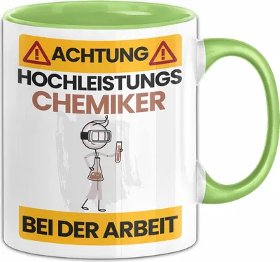 Produktbild von Chemiker Tasse Geschenk Lustiger Spruch Geschenkidee für Chemiker Achtung Hochleistungs Chemiker Bei Der Arbeit (Grün)