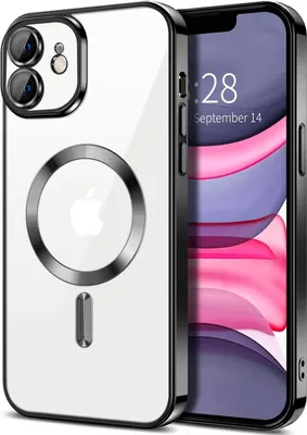 Immagine prodotto di Custodia magnetica trasparente per iPhone 11, compatibile con MagSafe, custodia protettiva galvanica con protezione della fotocamera Nero