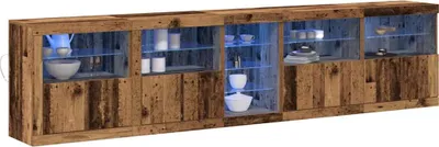 Zdjęcie produktu dla vidaXL Kredens LED z drewna odzyskanego 283 x 37 x 67 cm materiał drewnopochodny
