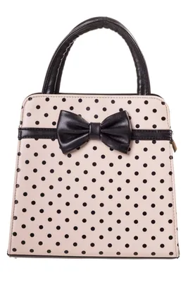 Zdjęcie produktu dla Zakazana torebka retro Carla Polka Dot Kremowa torebka z uchwytem w kropki