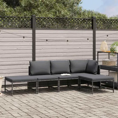 An outdoor patio scene with a sectional sofa.
