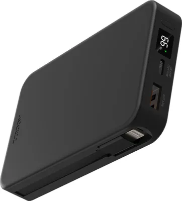 Productafbeelding van Accezz Powerbank 10.000 mAh met geïntegreerde kabels - Quick Charge en Power Delivery - Zwart