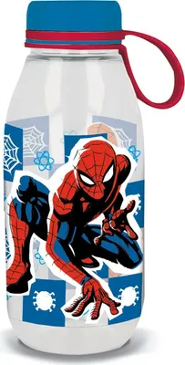 Obrázek produktu pro Dětská průhledná láhev Marvel Ecozen z Tritanu Spiderman Spiderman 460 ml se silikonovým uzávěrem a držadlem