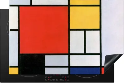 Produktbild von KitchenYeah© Herdabdeckplatte Kunst - Mondrian - Alte Meister - Komposition 2 , 80x52cm, Küche Deko, Glaskeramikkochfeld Herdabdeckung, Abdeckplatte fùr Kochfeld