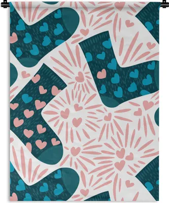 Produktbild von MuchoWow® Wandteppich Wandbehang Socken - Valentinstag - Schnittmuster 60x80 cm Tapisserie Dekoration Wandtuch - Decke - Wandtücher - Wohne