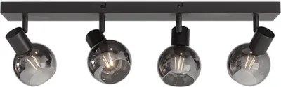 Image de HOFTRONIC - Plafonnier LED 4 spots verre fumé douilles E14 noir