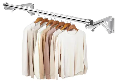 Klappbares Wand-Kleiderregal 76 cm, Edelstahl, 2 Halterungen