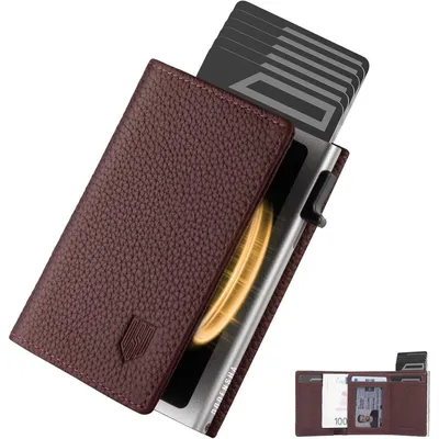 Image de Portefeuille fin avec compartiment à pièces, protection RFID, couleur violette, argenté